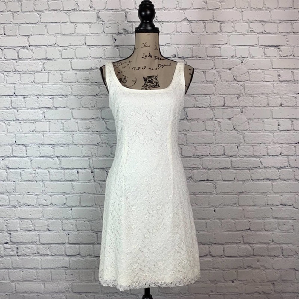 BB Dakota White Sleeveless Lace Over Dress 4